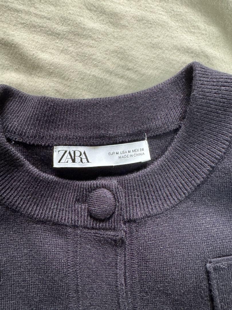 zara 新品　プレーンニットジャケット、ショルダーパッド付き