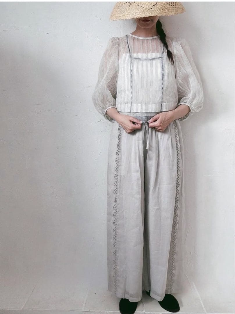 【新品】nagisa ストライプレースブラウス