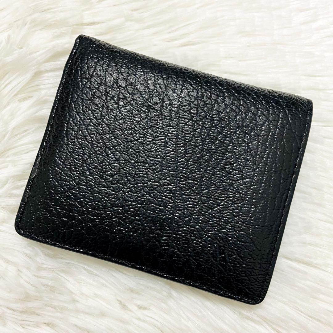 極美✨メゾンマルジェラ 二つ折り財布 4ステッチ レザー シボ革