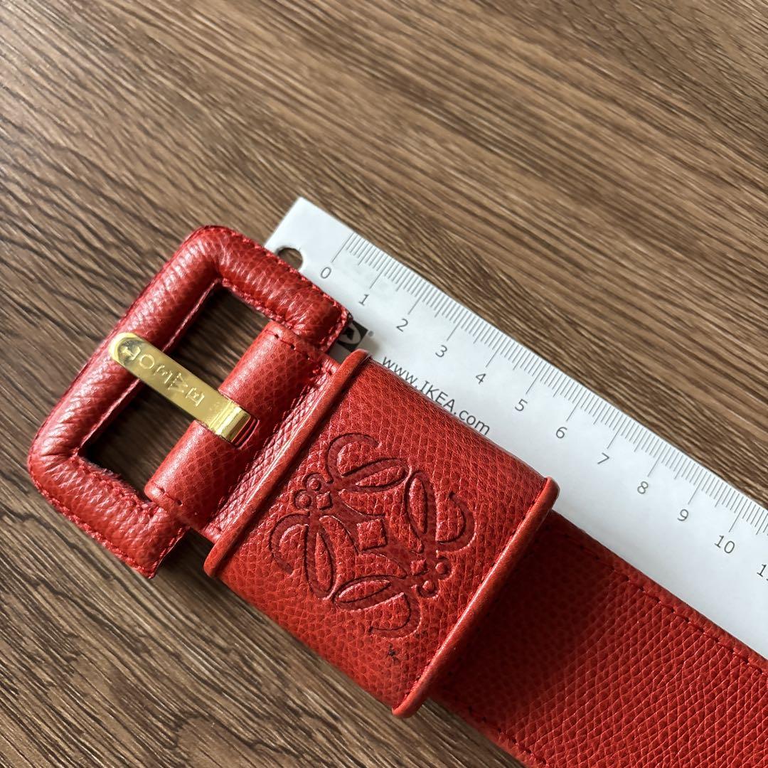 Loewe レザー ベルト 80 レッド 美品 ロエベ ロエヴェ 赤 ロゴ Loewe レザー ベルト 80 レッド 美品 ロエベ ロエヴェ 赤 ロゴ