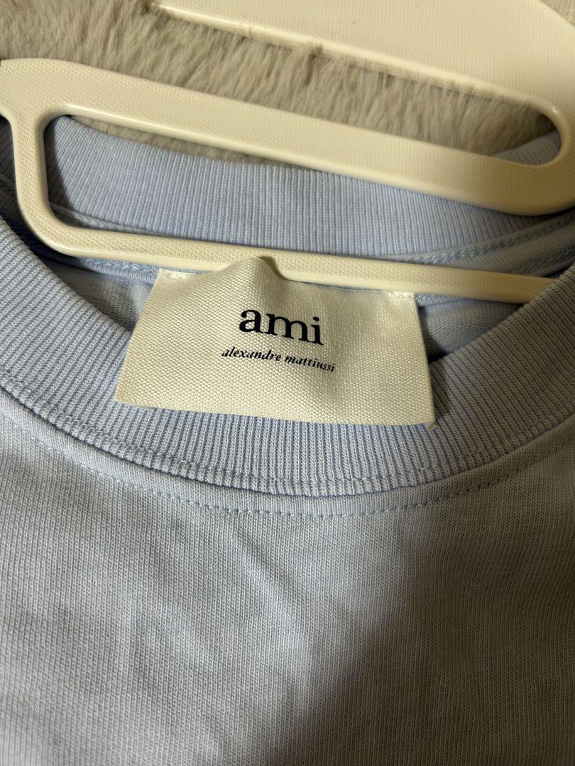 AMI アミパリス ライトブルー Tシャツ ハート刺繍