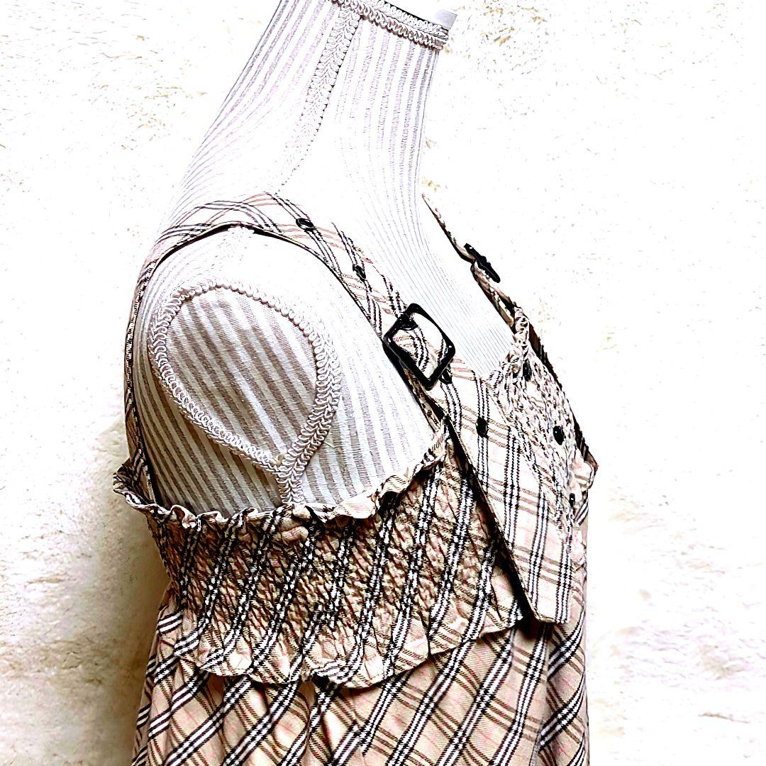 希少✨BURBERRY ノバチェック ティアード ノースリーブワンピ ロゴ刺繍 極美品♥BURBERRY ノバチェック ティアード ノースリーブワンピ