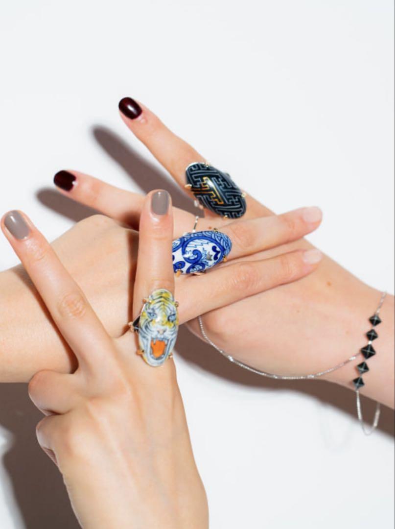 BEAMS購入 HIZEN jewelry / 伊万里焼 寅面文モチーフ リング