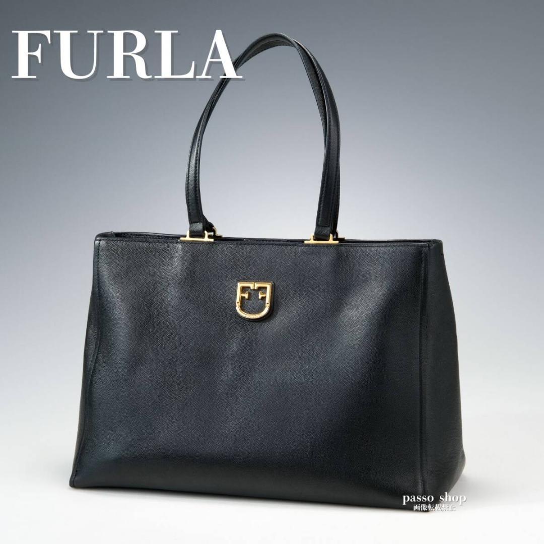 極美品》FURLA フルラ トートバッグ 肩掛け A4可 現行 ルーチェ 黒