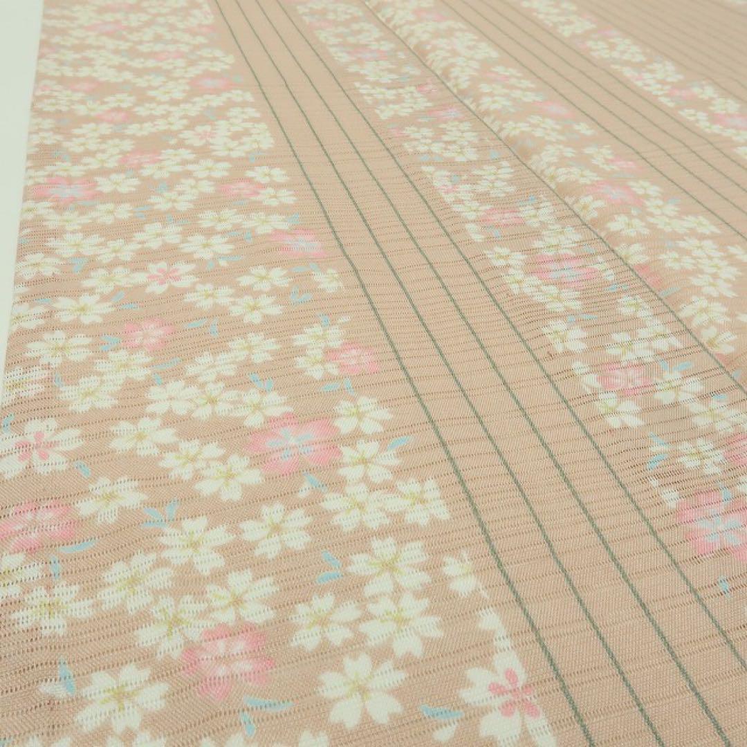 美品 洗える夏着物 誂えポリ 桜 トールサイズ 変則絽 小紋 着物