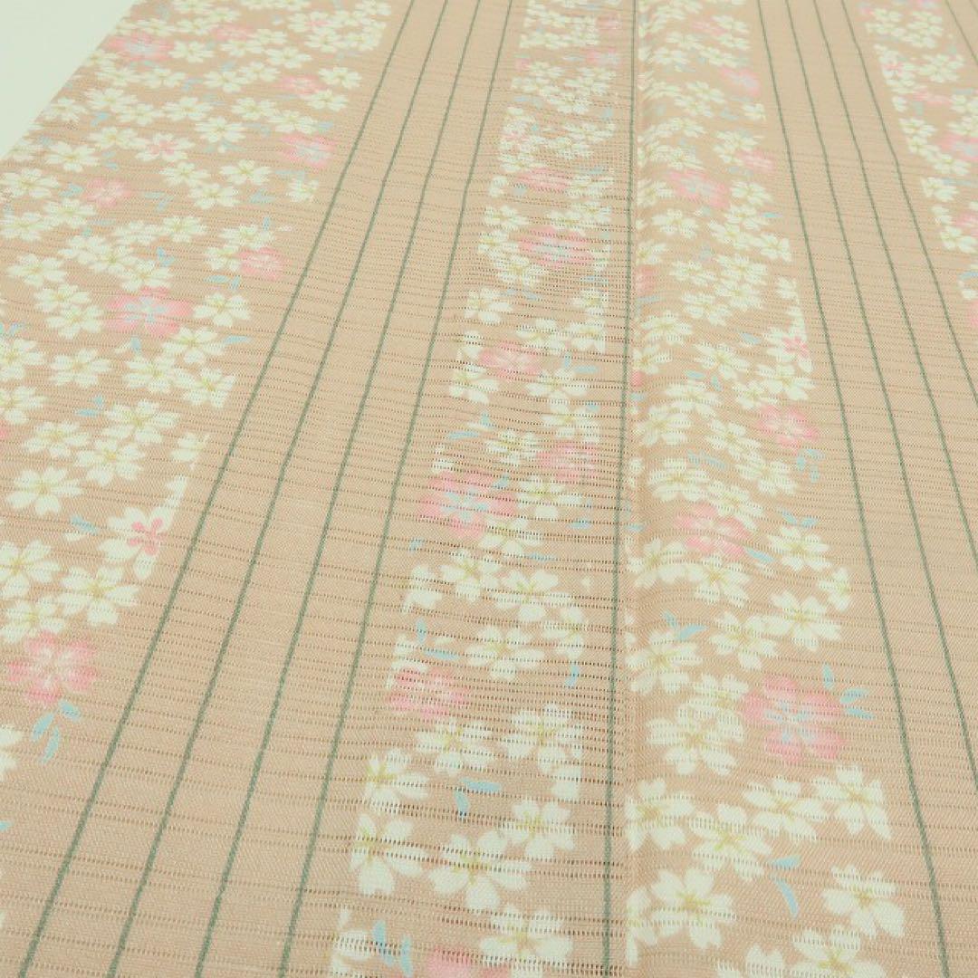 美品 洗える夏着物 誂えポリ 桜 トールサイズ 変則絽 小紋 着物