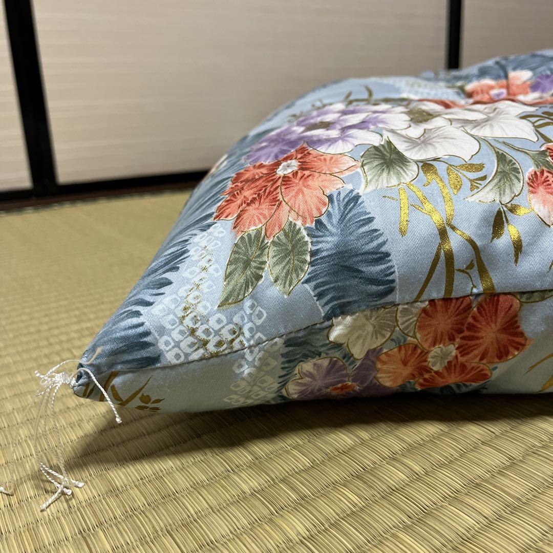 綿組布団　掛け・敷き布団セット（青）和風レトロ