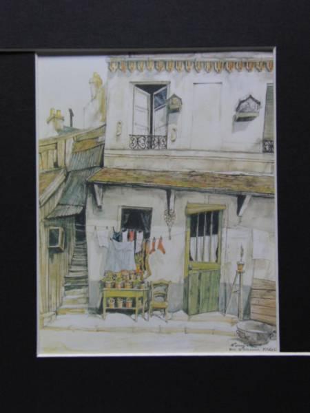 新規購入 藤田嗣治、アルソンヴァル街、希少画集より、新品額装付 絵画