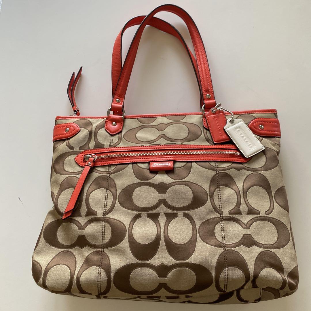 COACH トートバッグ シグネチャー オレンジ系