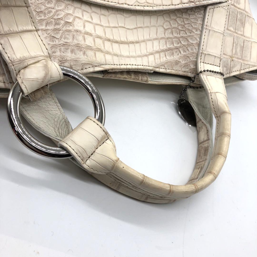 美品✨ヒマラヤクロコダイル　ハンドバッグ　JRA認定　鰐革　希少色