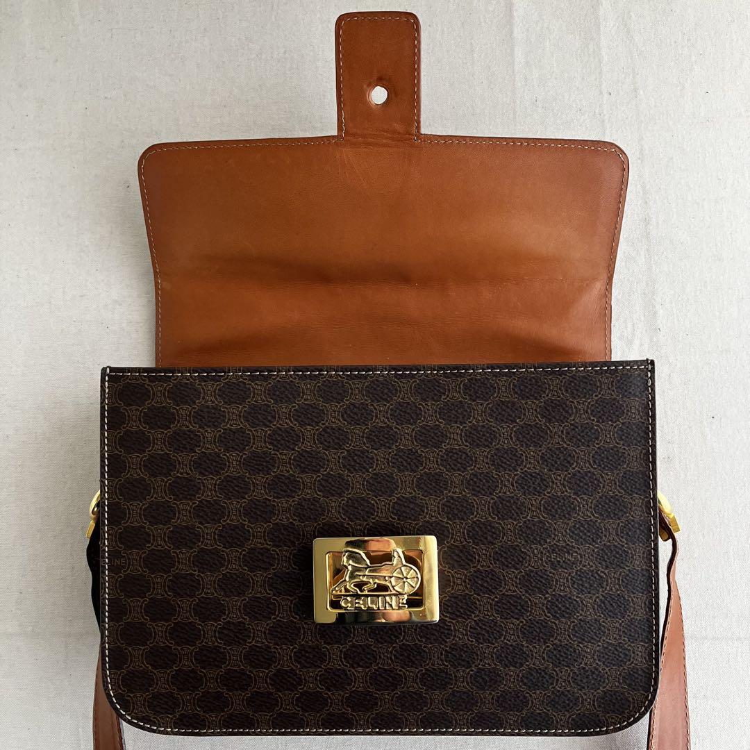CELINE ショルダーバッグ マカダム柄 馬車 金具 セリーヌ