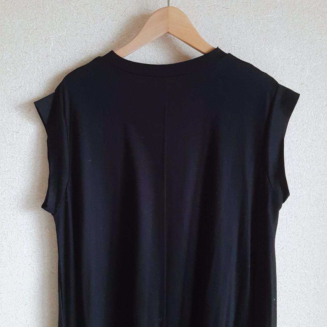 CYNICAL シルケットスムースカットソーワンピース ノースリーブ ロング 黒 CYNICAL シルケットスムースカットソーワンピース ノースリーブ