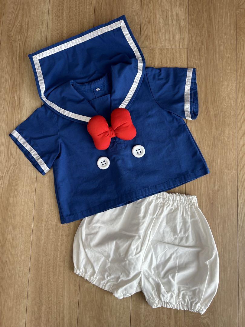 ドナルド　コスチューム　コスプレ　 130 青色セーラーカラー　ハンドメイド