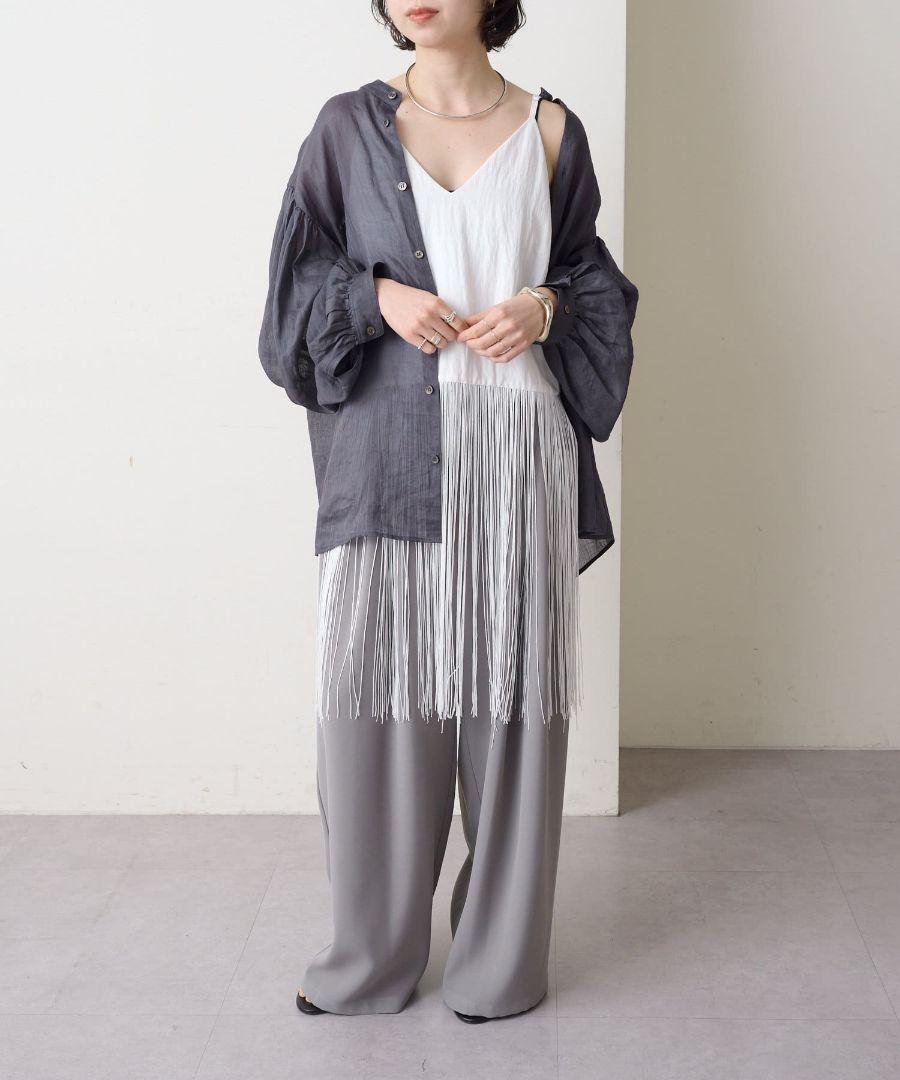 超特価セール開催！！ Omekashi】シアーリネンボリュームスリーブシャツ トップス
