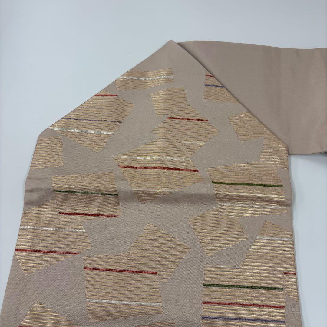 引箔：総刺繍」 生成り 煌びやかな 正絹 九寸 名古屋帯