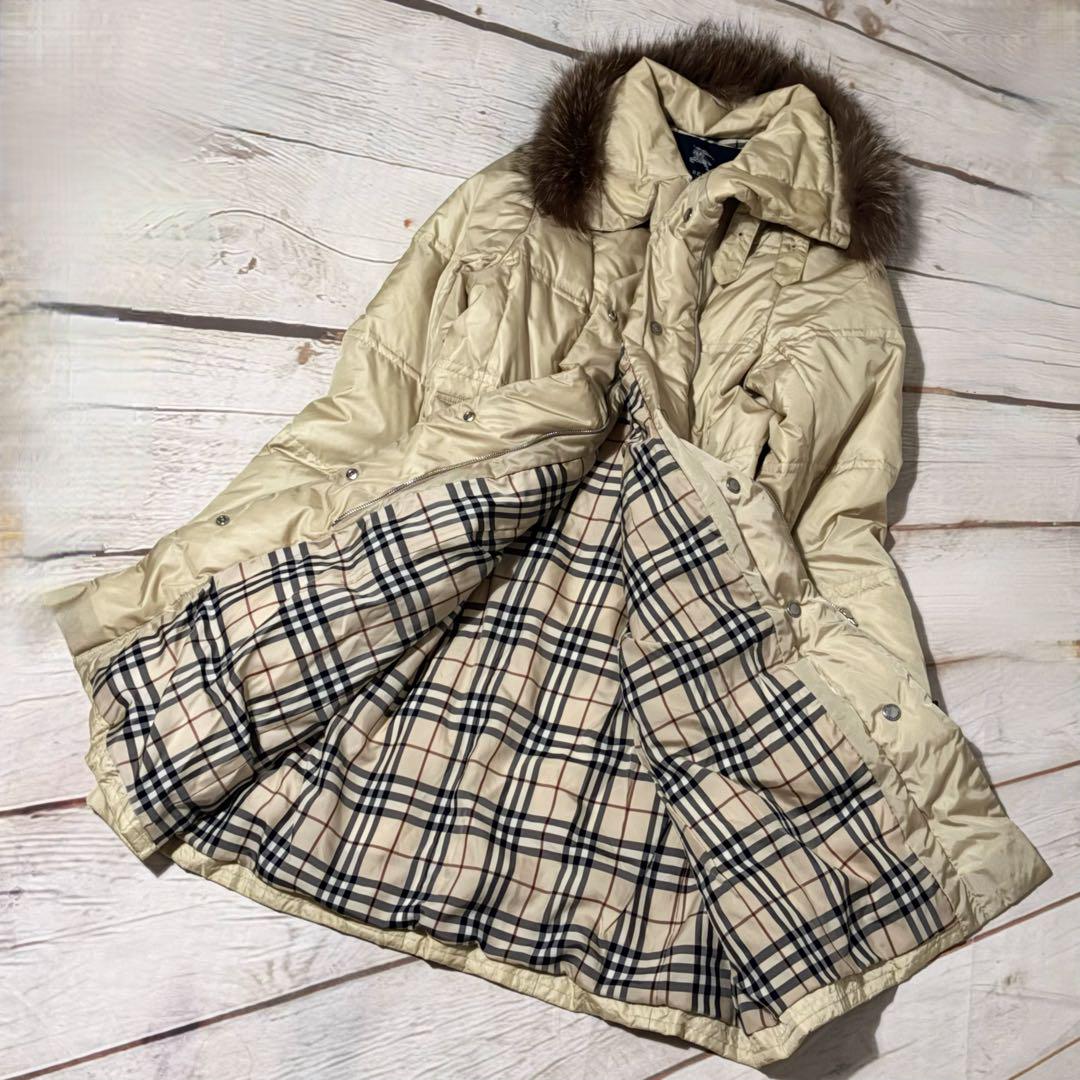 【希少品】BURBERRYバーバリーベージュ ダウンジャケット フォックスファー