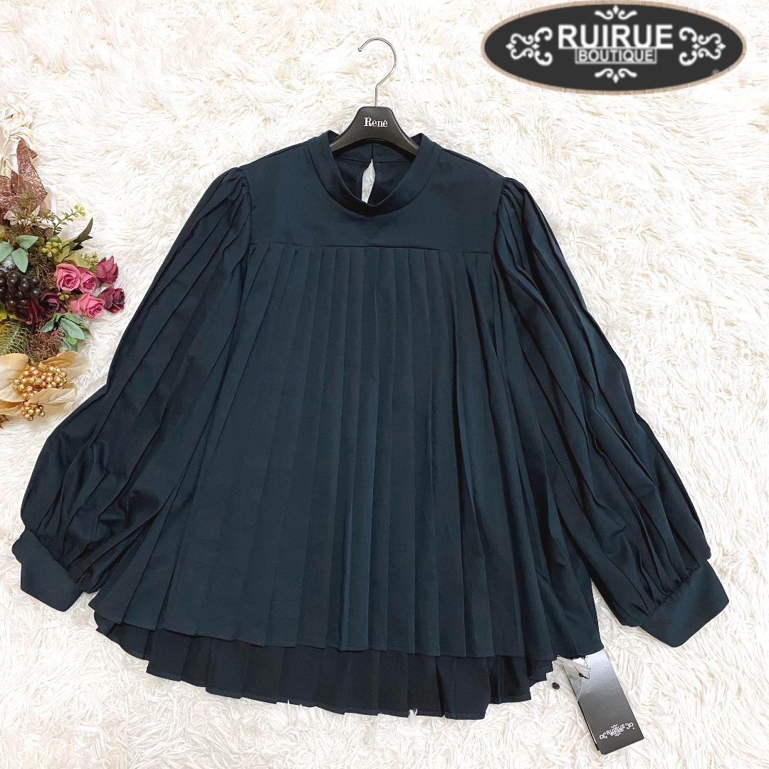 ルイルエ RUIRUE BOUTIQUE ダークネイビー プリーツブラウス 新品