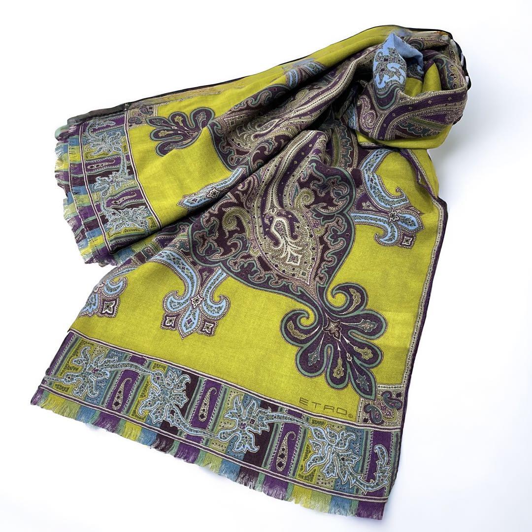 美品✨ETRO エトロ ペイズリー柄 シルク&ウール ストール イタリア製