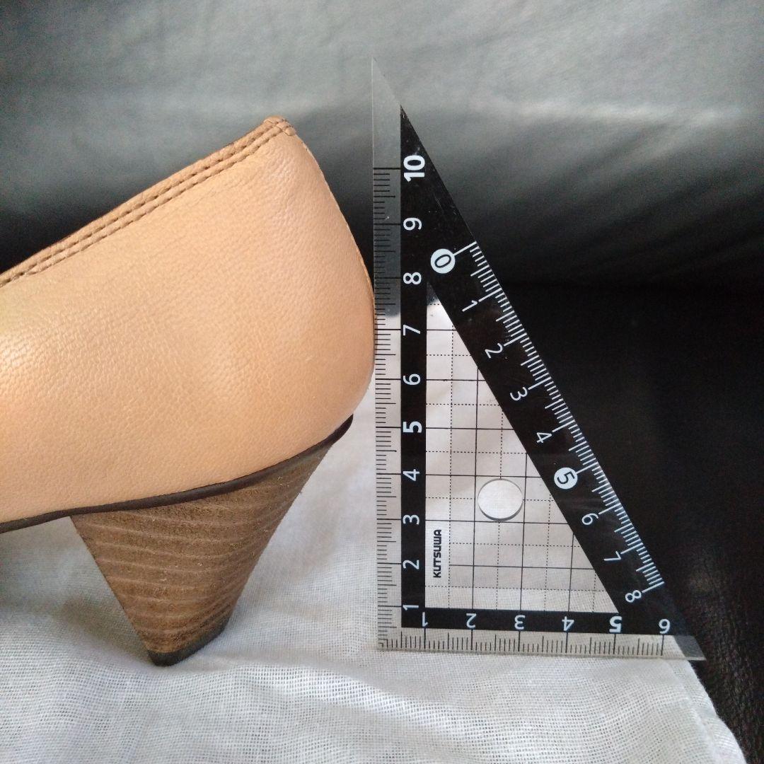 【ラボ キゴシ ワークス】本革 ベージュ パンプス 22.5cm【USED】