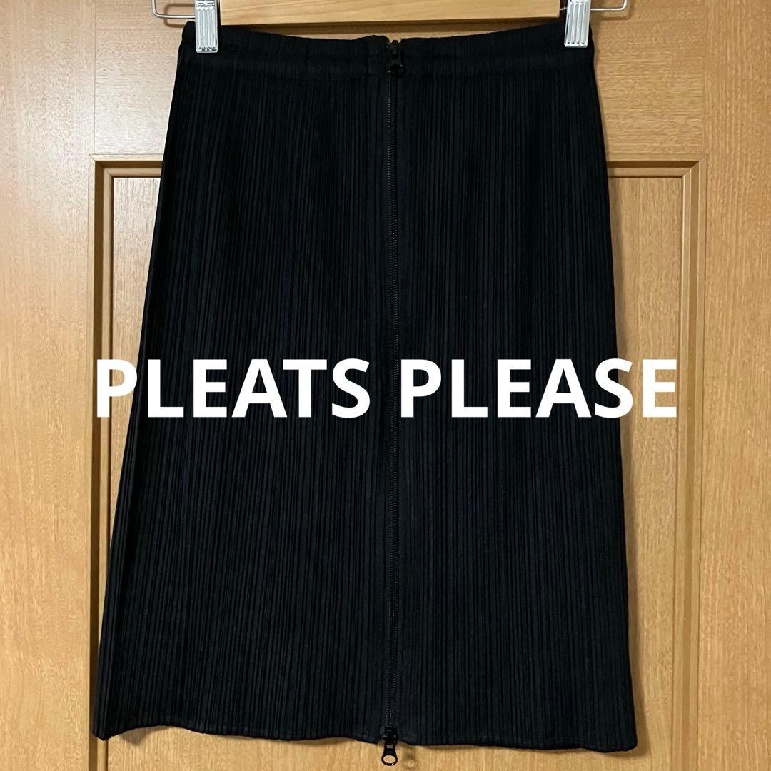 雰囲気抜群 PLEATS PLEASE 黒 ダブルジッパー スカート Y2KM・PLEATS PLEASE