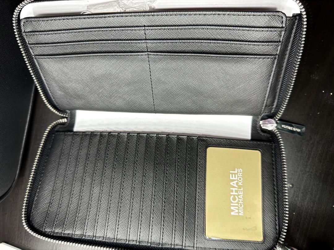 MICHAEL KORS 長財布 ブラック 合成皮革 モノグラム
