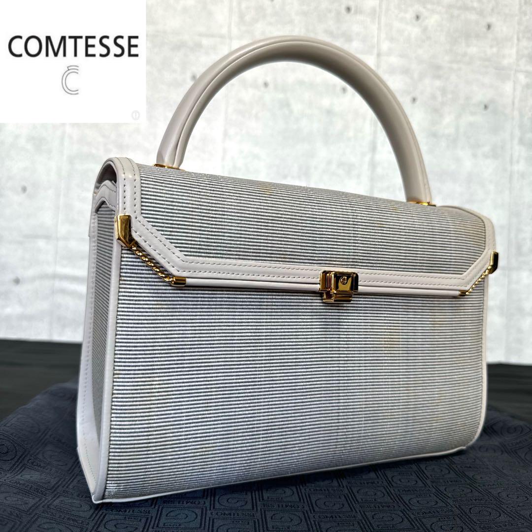 COMTESSE ホースヘア ハンドバッグ グリーン ゴールド金具 ジャッキー COMTESSE ホースヘア ハンドバッグ グリーン ゴールド金具