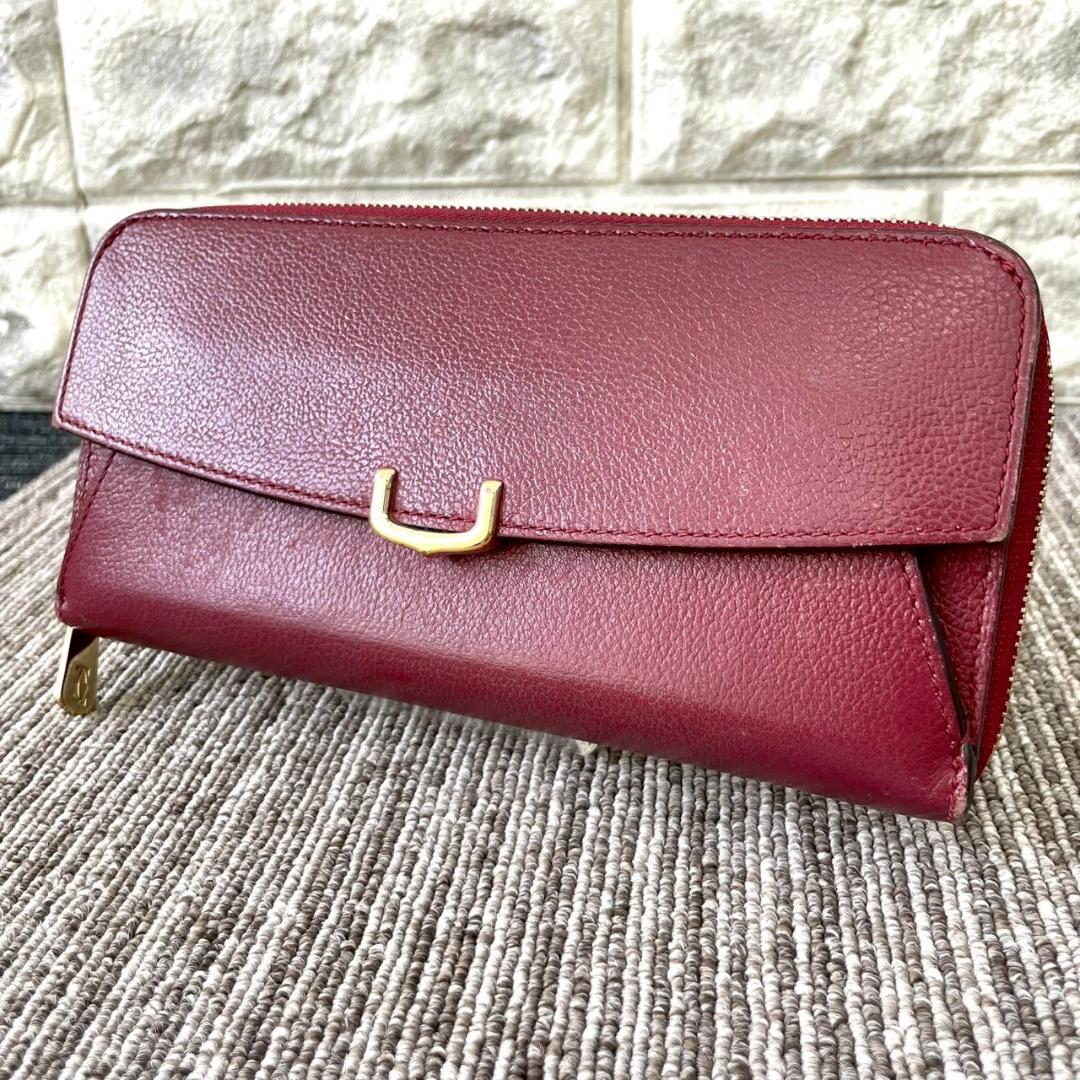Cartier　カルティエ　Cドゥ　ロングウォレット　レザー　長財布