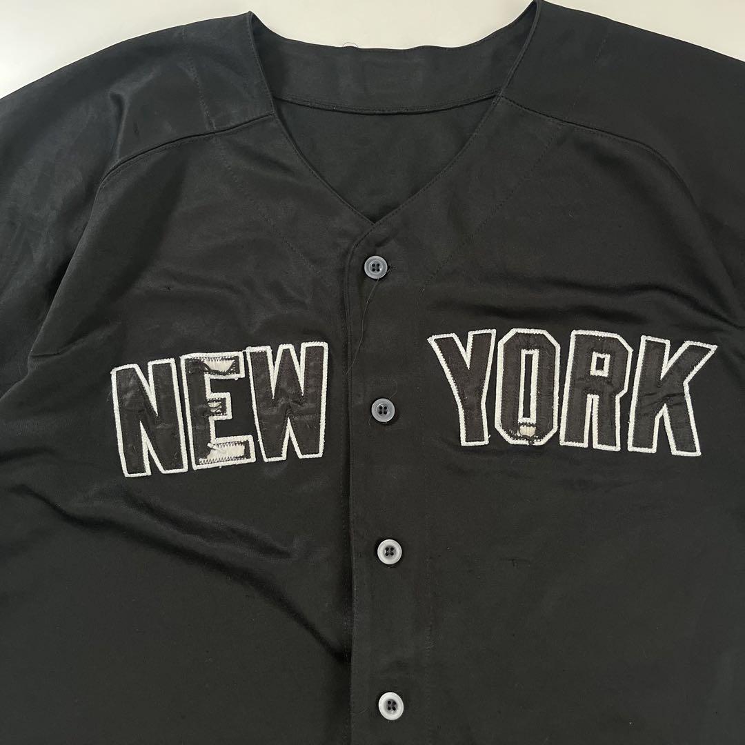 MLB ヤンキース ベースボールシャツ XL相当 ブラック オーセンティック