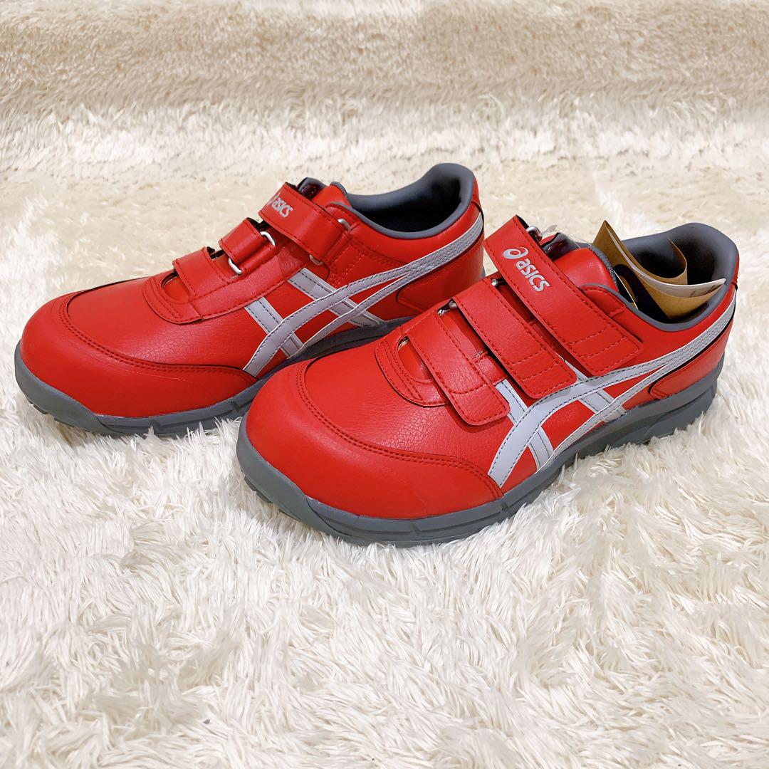 asics 赤 安全靴 ベルクロストラップ CP301 26cm プロスニーカー