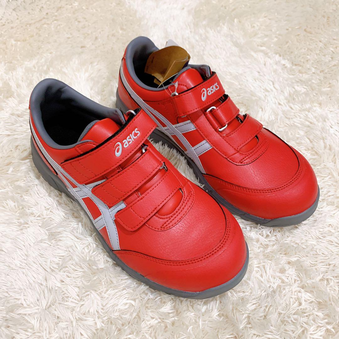 asics 赤 安全靴 ベルクロストラップ CP301 26cm プロスニーカー