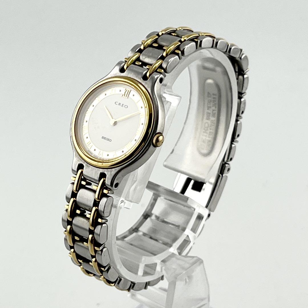 【稼働/良品】SEIKO クォーツ 4N20-0400 CREO アイボリー