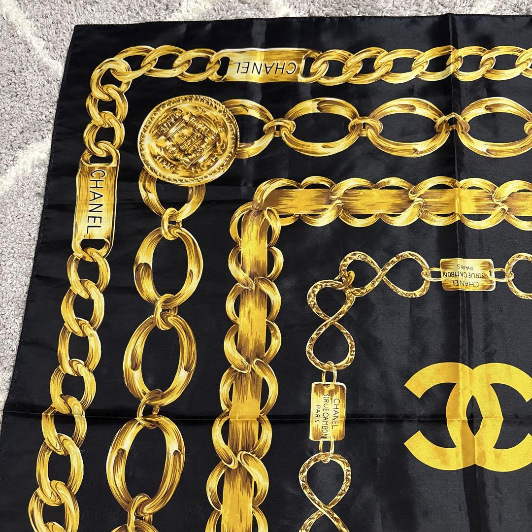 CHANEL スカーフ 大判 チェーン ゴールド