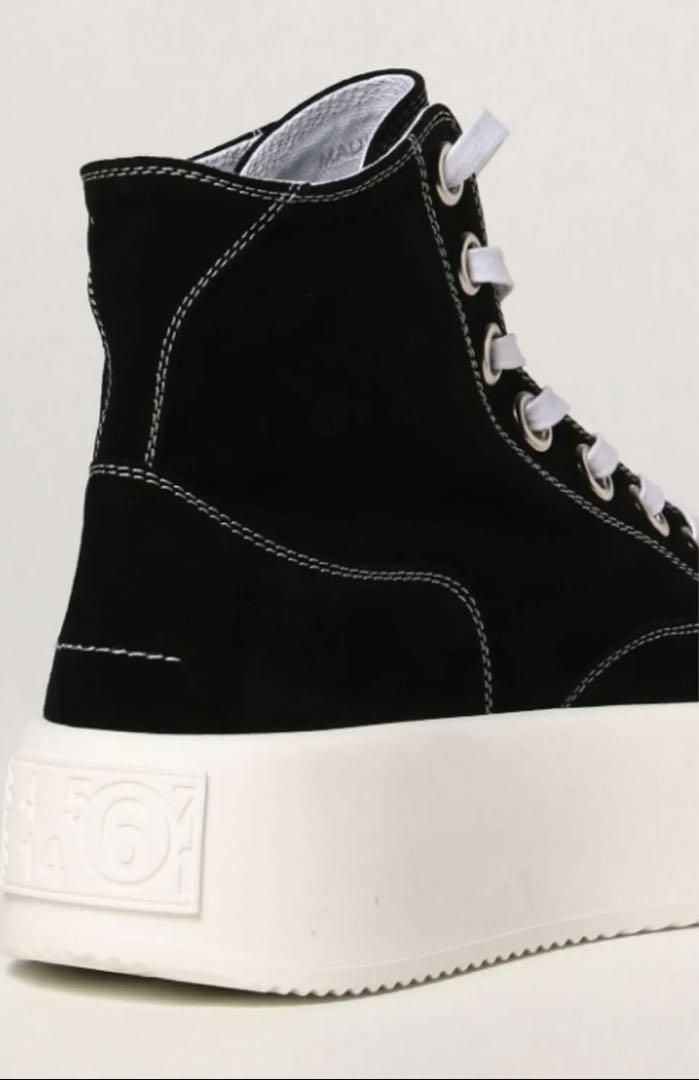 MM6メゾンマルジェラ■ロゴ ハイカット レースアップ スニーカー MM6 Maison Margiela レースアップ レザースニーカー