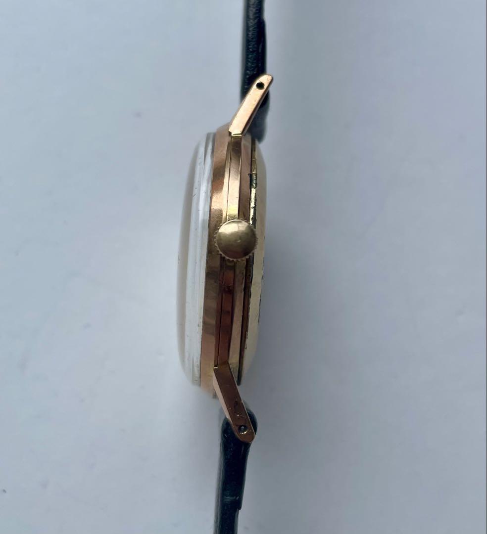 稼働品　Seiko Crown 21石　手巻き時計 ホワイト/ゴールド