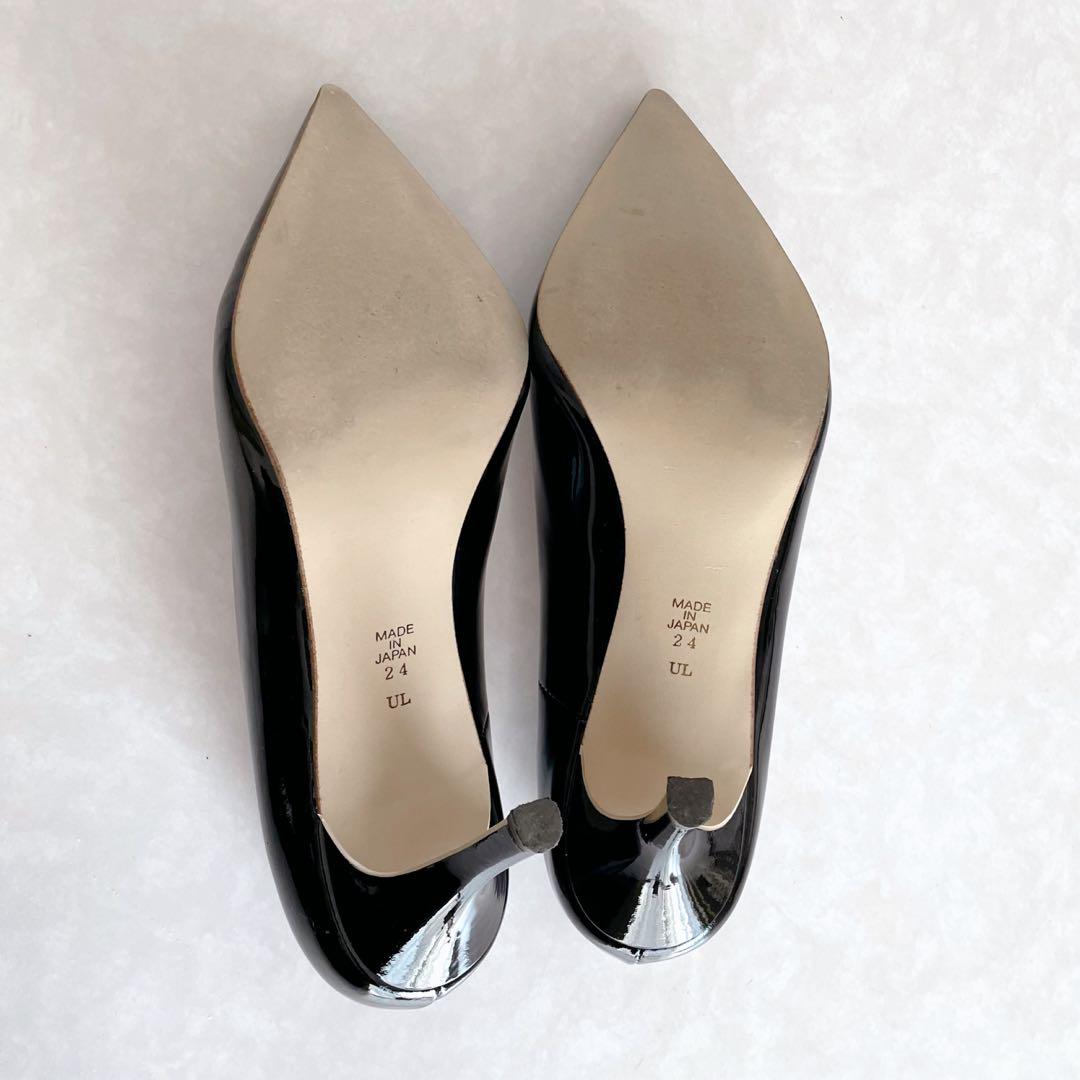【美品】DIANA ダイアナ　パンプス　エナメル　ブラック　24㎝