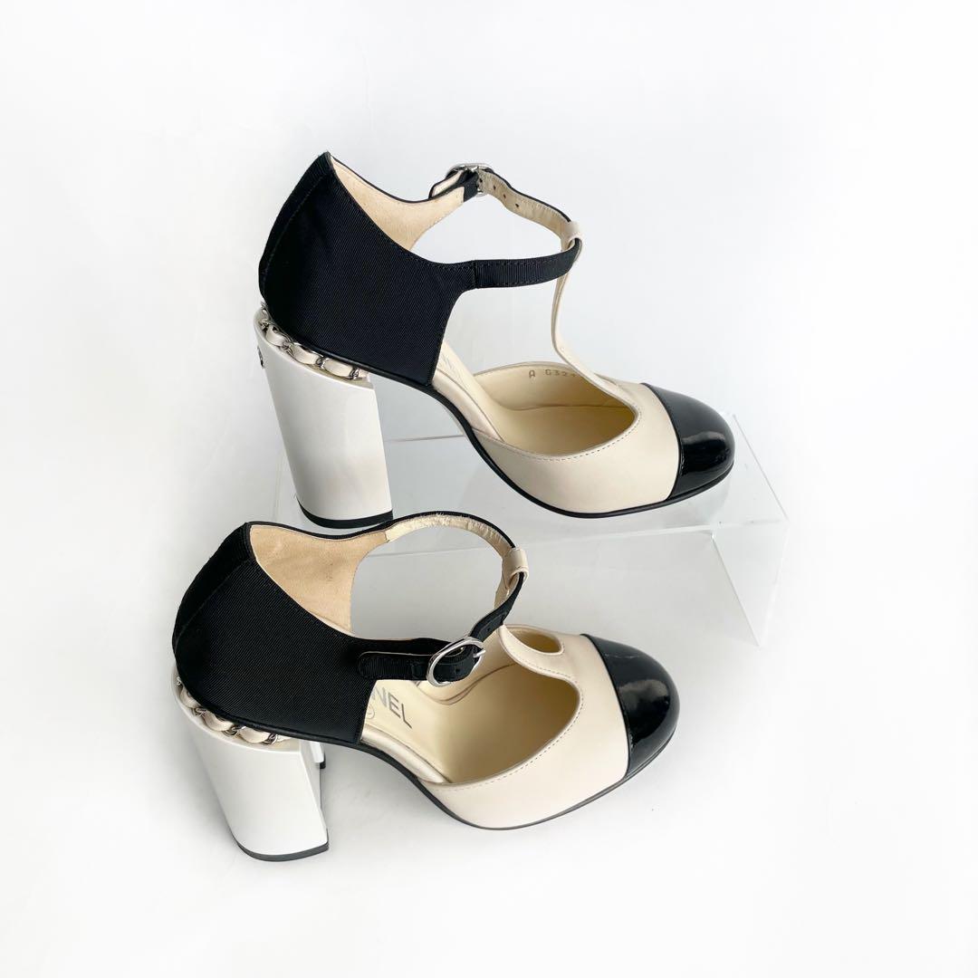 極美品 CHANEL ココマーク メリージェーン パンプス 36 チェーン