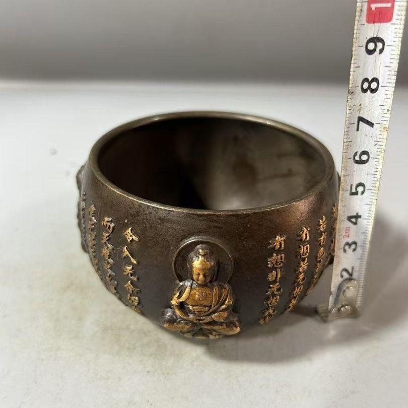 銅 細工 浮彫り仏陀壺 経文壺 仏堂 法器 鎮宅辟邪 開運風水 置物