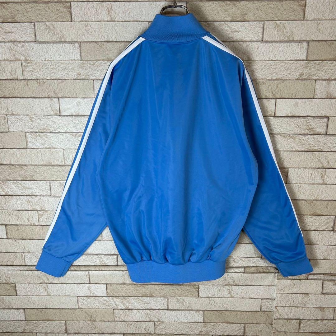 adidas ジャージ トラックジャケット オシャレ ライトブルー 刺繍 古着