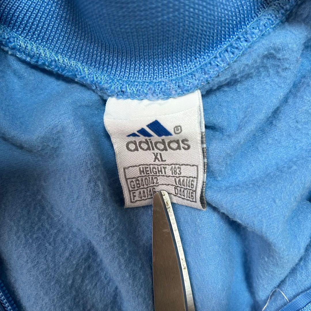 adidas ジャージ トラックジャケット オシャレ ライトブルー 刺繍 古着