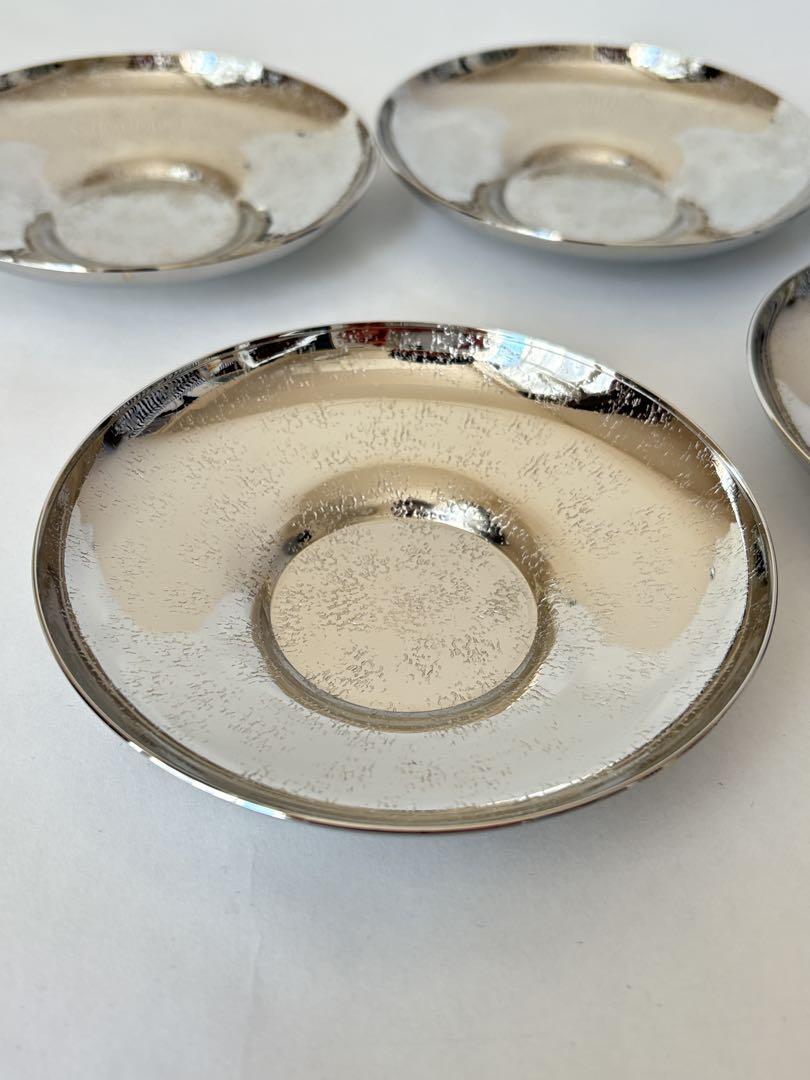 新品未使用】茶道具 純銀製 丸形茶托 5客セット 新品未使用】茶道具 純銀製 丸形茶托 5客セット
