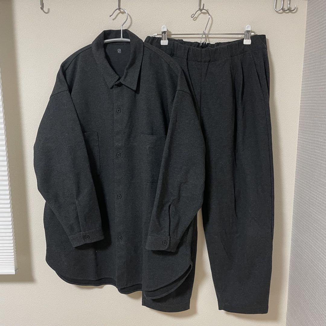 muji labo 起毛セットアップ　ツイルシャツ　ワイドパンツ　無印良品