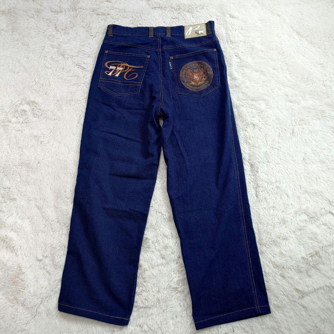PARTO SPORT ジーンズ インディゴ 刺繍ロゴ ロゴワッペン LL