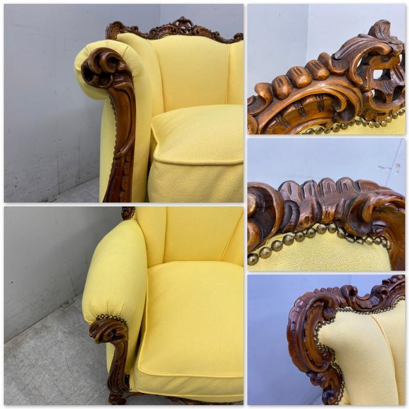 正規店国産 T9450 ロココ様式 猫足 1人掛けソファ i8e7d-m77881085756 極美品 極上の逸品 イタリア製 新作本物保証