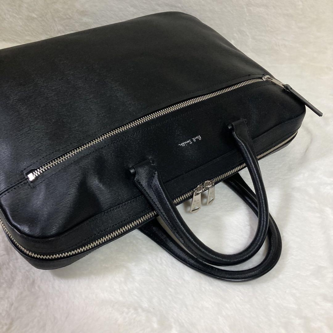 極美品 ポールスミス ストローグレインレザー ビジネスバッグ トート