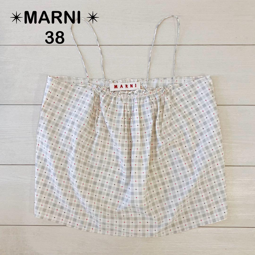 MARNI マルニ キャミソール チェック ドット柄 レッド×ブラック