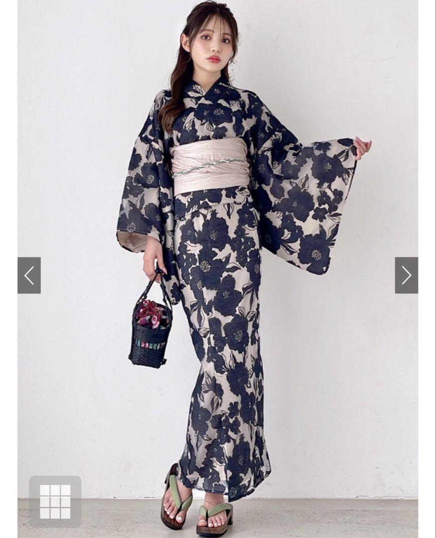 人気商品　2Wayオーガンジー花柄セパレート浴衣[tu1086] 3点セット