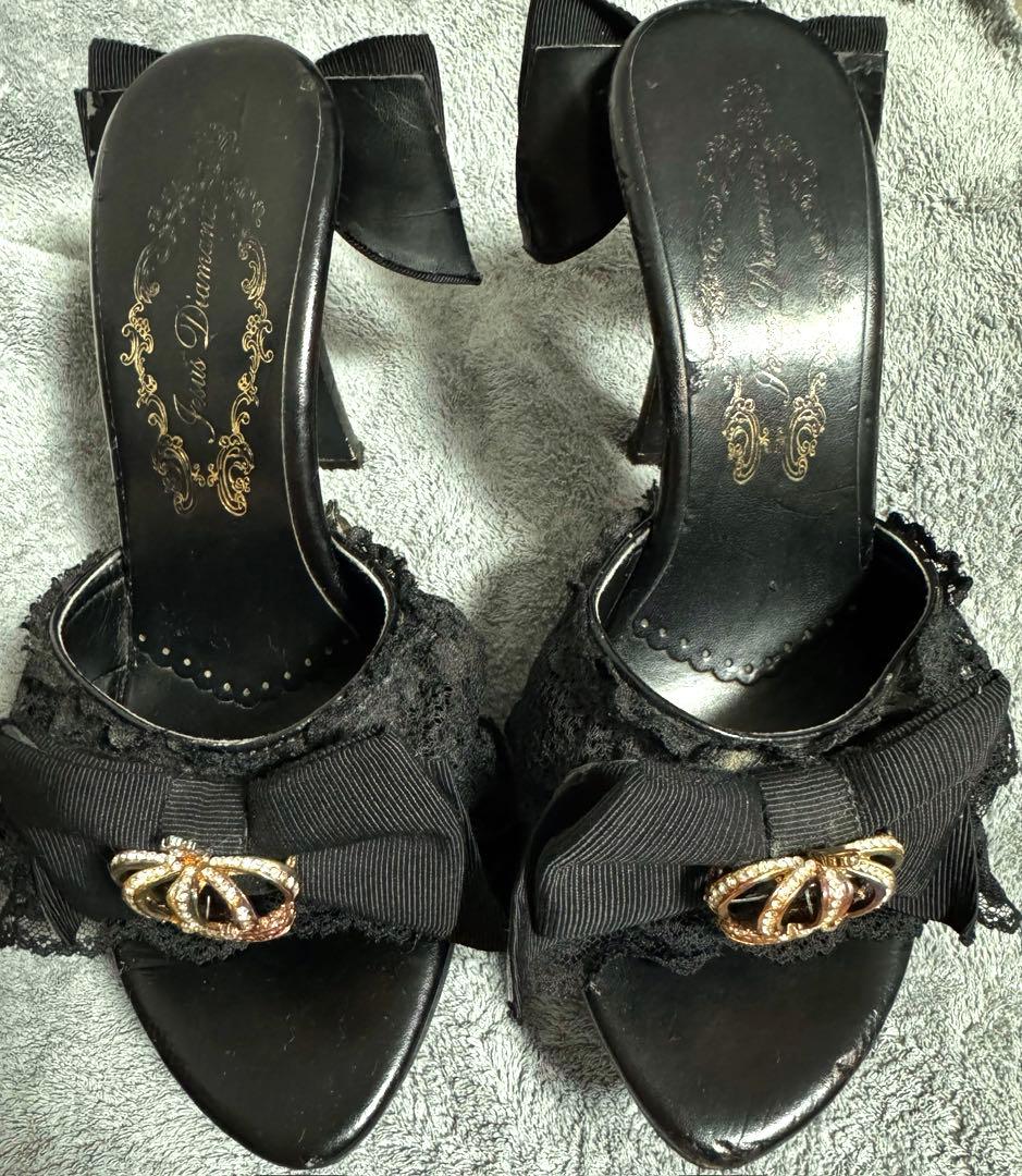 Jesus Diamante 王冠リボンリボンピンヒール ミュール 姫ギャル - メルカリ