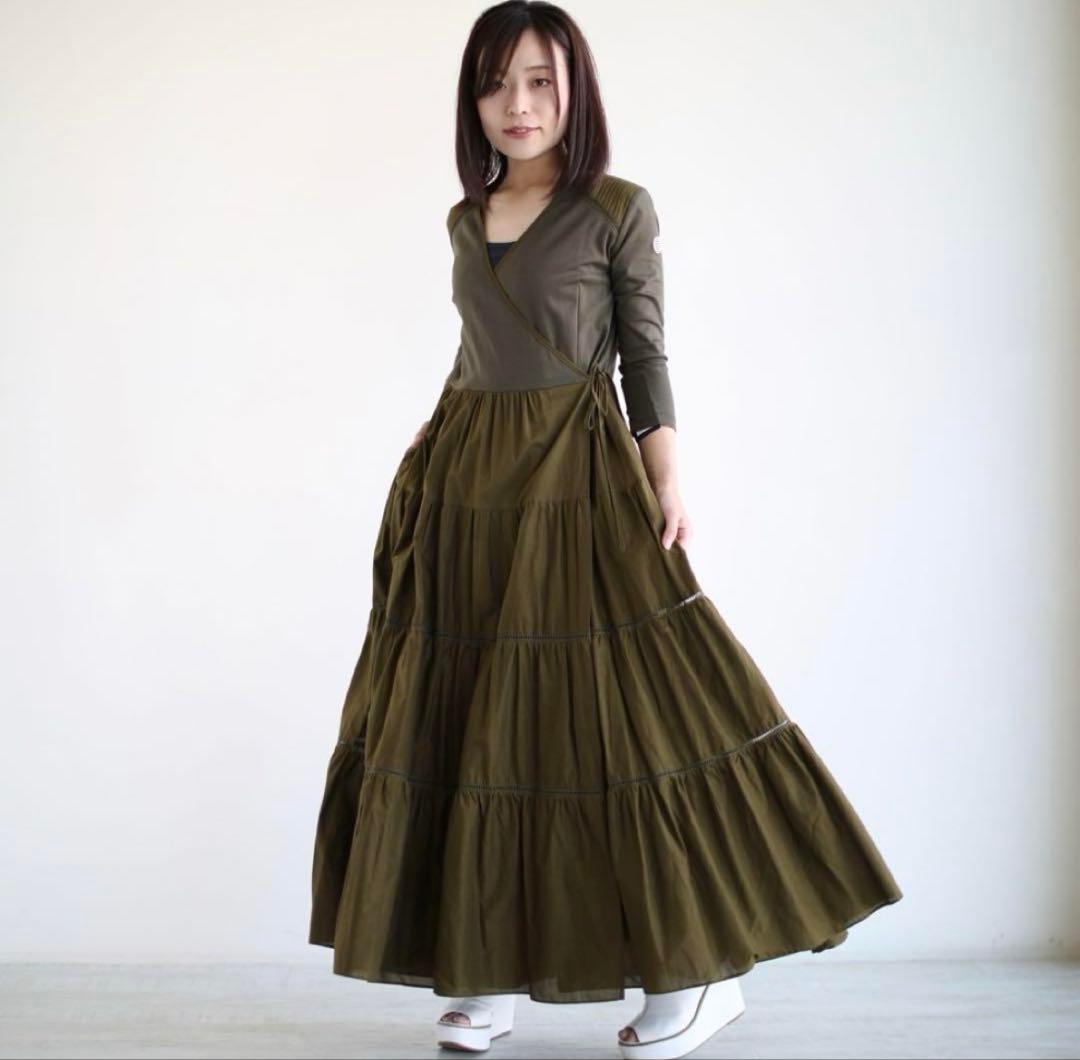 BORDERS at BALCONY バレリーナマキシドレス　ワンピース　カーキ