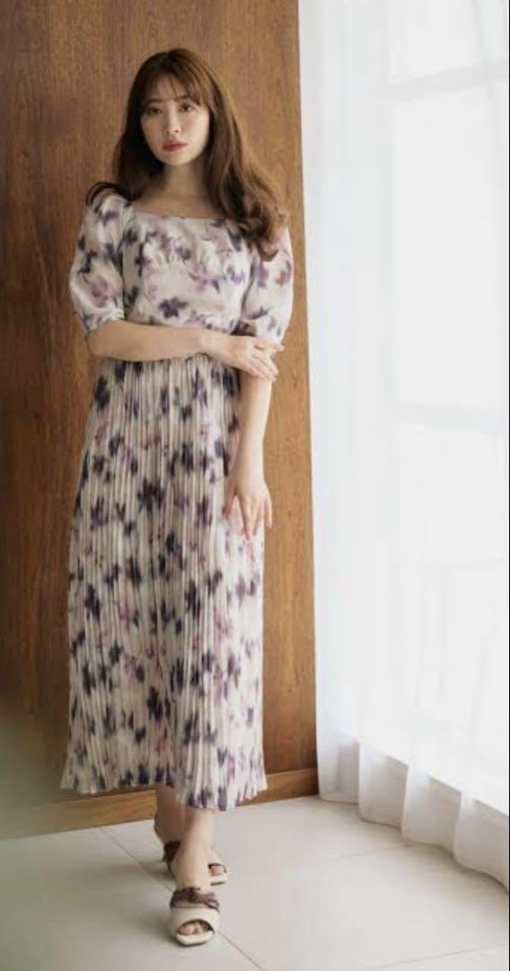ワンピース Her lip to Blurring Pleated Long Dress