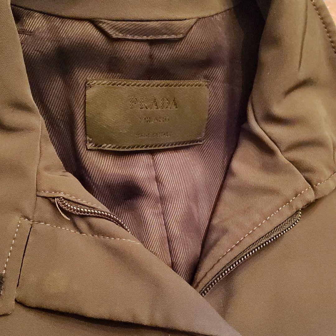 PRADA プラダ　テスート　ダブルジップ　ステンカラー　コート　カーキ PRADA プラダ テスート ダブルジップ ステンカラー コート